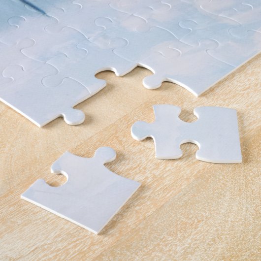 Romantisch koppel danst op sneeuwrode paraplu legpuzzel (Zijkant)