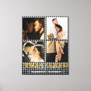 Romantisch Koppel Echte Liefde 4 Foto & Citaat Canvas Afdruk