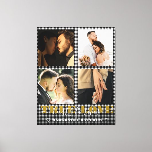 Romantisch Koppel Echte Liefde 4 Foto & Citaat Canvas Afdruk (Voorkant)