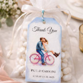 Romantisch koppel fiets bruiloft bedankt cadeaulabel