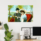 Romantisch koppel in een vintage scène poster (Thuiskantoor)