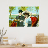 Romantisch koppel in een vintage scène poster (Keuken)