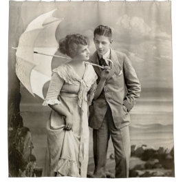  romantisch koppel met parasol douchegordijn