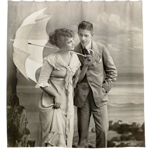  romantisch koppel met parasol douchegordijn (Voorkant)