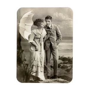 romantisch koppel met parasol magneet