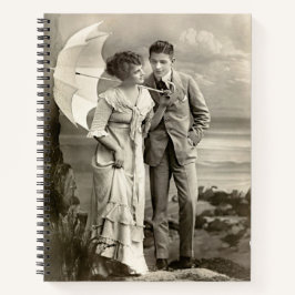 romantisch koppel met parasol notitieboek