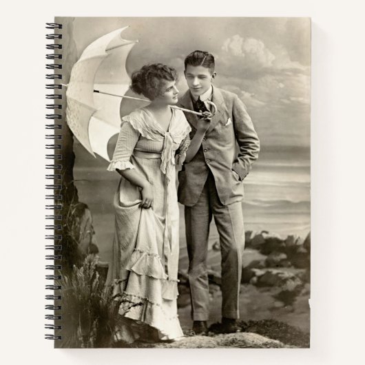 romantisch koppel met parasol notitieboek (Voorkant)