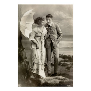  romantisch koppel met parasol perfect poster