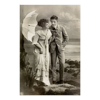 romantisch koppel met parasol perfect poster