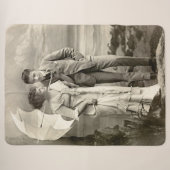 romantisch koppel met parasol sherpa deken (Voorkant (horizontaal))
