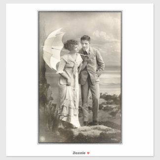 romantisch koppel met parasol sticker