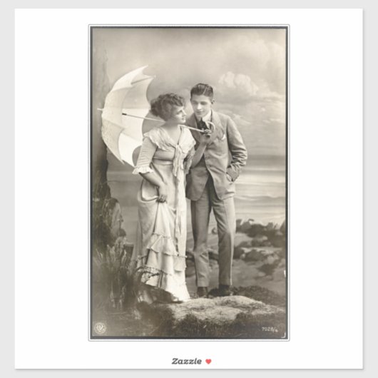  romantisch koppel met parasol sticker (Vel)