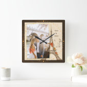 Romantisch koppel omhelst nabij de eiffeltoren vierkante klok (Huis)