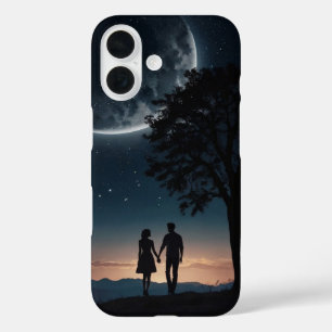Romantisch koppel onder de maan iPhone 16 hoesje
