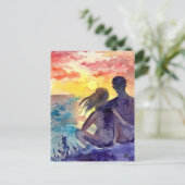 Romantisch koppel op het strand briefkaart (Staand voorkant)