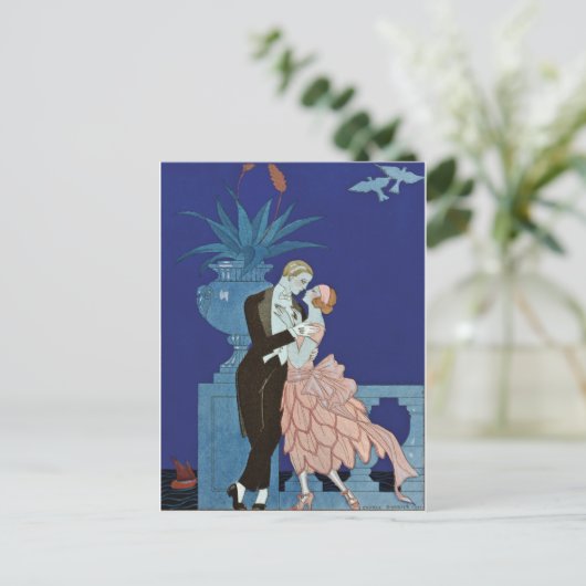  Romantisch koppel ~ "Oui" Briefkaart (Staand voorkant)