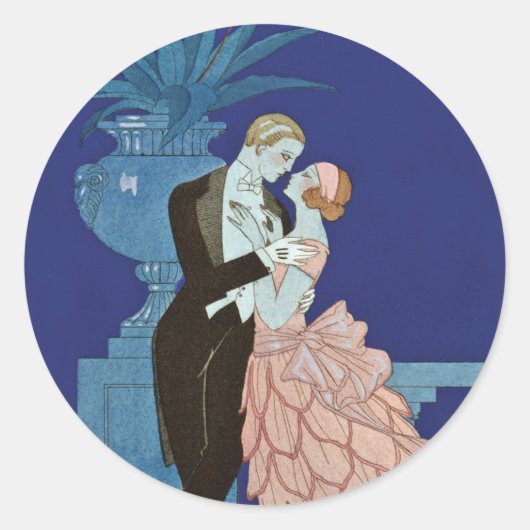 Romantisch koppel ~ "Oui" Ronde Sticker (Voorkant)