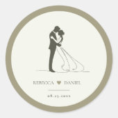 Romantisch Koppel Silhouet Huwelijkssticker Zegel (Voorkant)