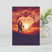 Romantisch koppel silhouet tegen een prachtige zon (Staand voorkant)