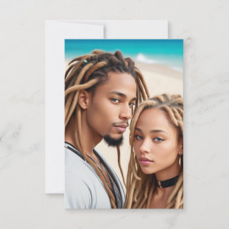 Romantisch Koppel Strand Digitale Kunst Poster Kaart