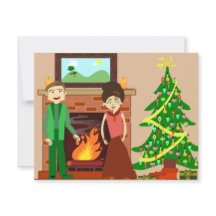 Romantisch Koppel Vakantie Vintage Kerst Kunst