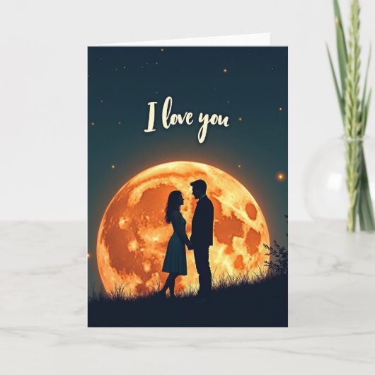 Romantisch Koppel Volle Maan Kaart (Voorkant)