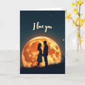Romantisch Koppel Volle Maan Kaart (Gele Bloem)