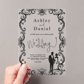 Romantisch koppel zwart-wit elegante bruiloft acryl uitnodigingen (Insitu (Draagbaar))