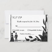 Romantisch koppel zwart-wit elegante bruiloft RSVP kaartje (Voorkant)