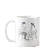 Romantisch koppeltje cafe date kleurplaat lijnkuns