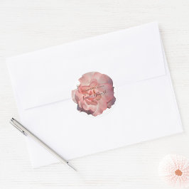 Romantisch koraalroze bloemige trouwstationery ronde sticker
