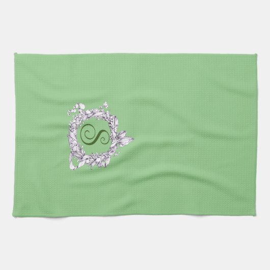 Romantisch, krans gepersonaliseerd theedoek (Horizontaal)