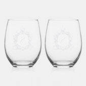 Romantisch, krans gepersonaliseerd wijnglas zonder voet (Achterkant)