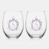 Romantisch, krans gepersonaliseerd wijnglas zonder voet (Voorkant)