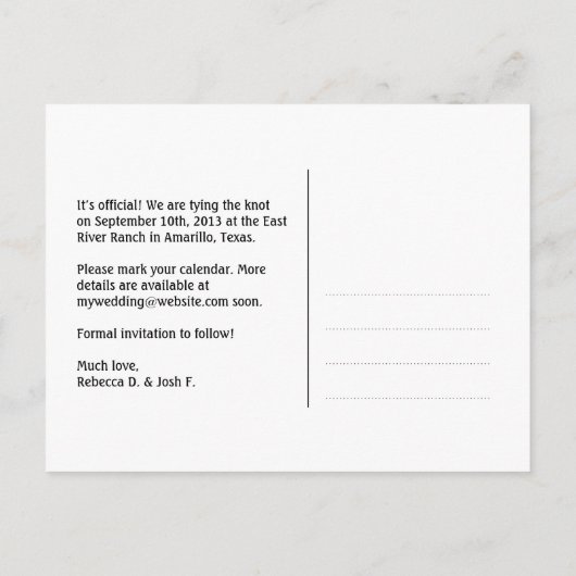  romantisch krijtbord scroll save the date aankondigingskaart (Achterkant)