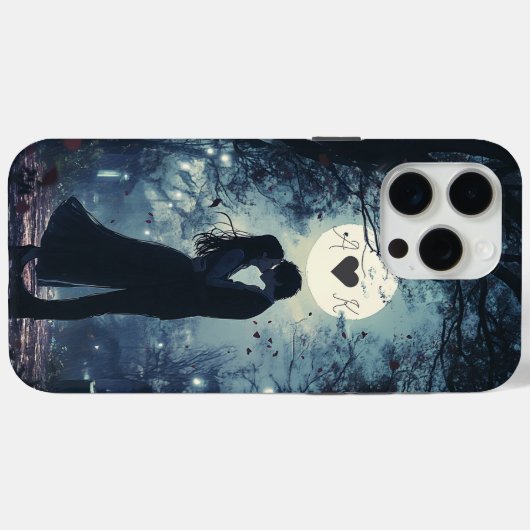Romantisch Kussen Koppel Naam Initiaal iPhone Case (Achterkant (horizontaal))