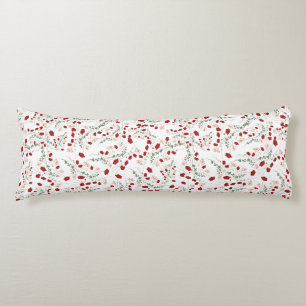 Romantisch kussen wit met rode bloemen