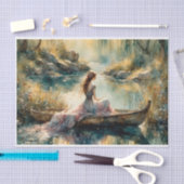 Romantisch Lake Girl in houten boot decoupage Tissuepapier (Craft)