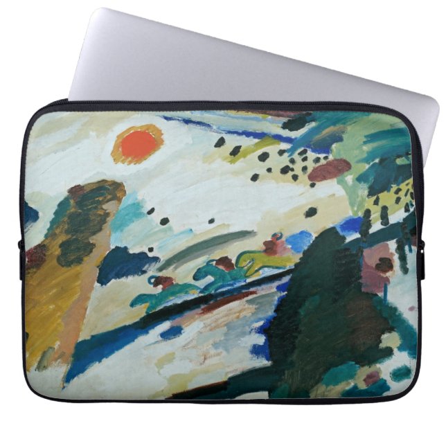 Romantisch landschap door Wassily Kandinsky Laptop Sleeve (Voorkant)
