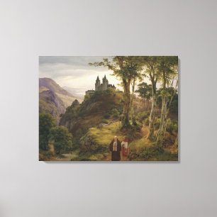 Romantisch Landschap met Kloostercomplex Canvas Afdruk