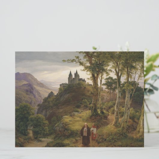 Romantisch Landschap met Kloostercomplex Kaart (Staand voorkant)