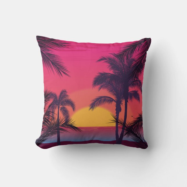 Romantisch landschap met palmbomen kussen (Voorkant)