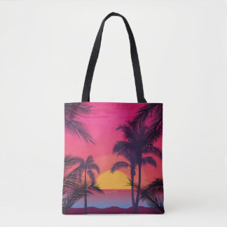 Romantisch landschap met palmbomen tote bag