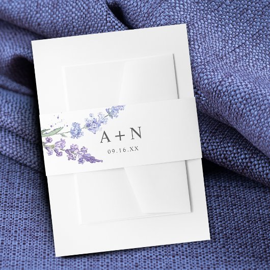 Romantisch Lavendel Waterverf Bloem Monogram Uitnodigingen Wikkel