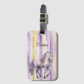 Romantisch lavendel wit paard bagagelabel (Voorkant (verticaal))