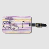Romantisch lavendel wit paard bagagelabel (Voorkant (horizontaal))