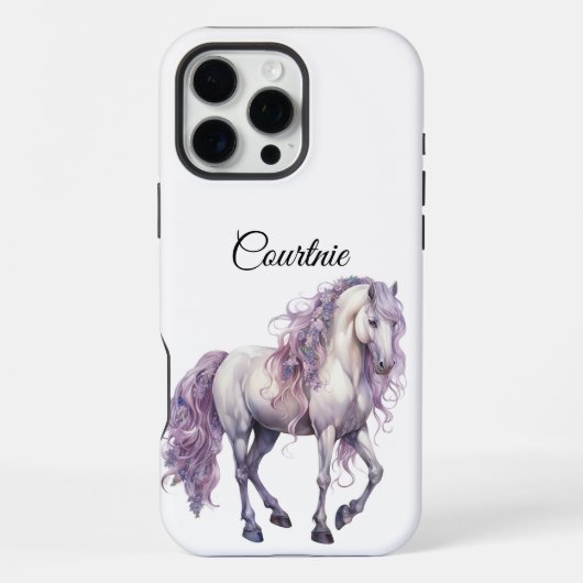 Romantisch lavendel wit paard iPhone hoesje (Achterkant)