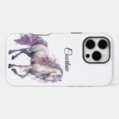 Romantisch lavendel wit paard iPhone hoesje (Achterkant horizontaal)