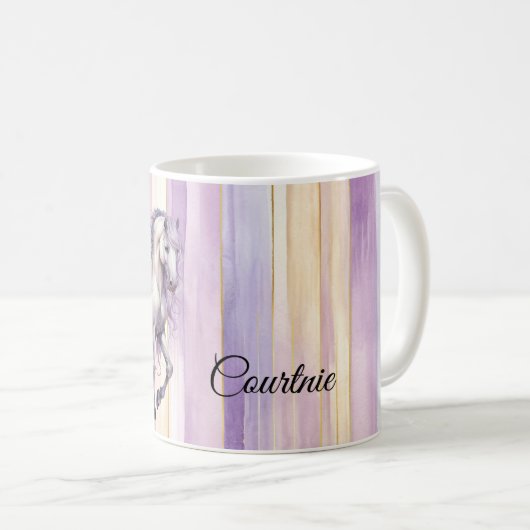 Romantisch lavendel wit paard koffiemok (Voorkant rechts)