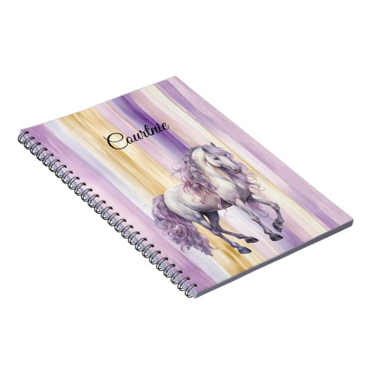 Romantisch lavendel wit paard notitieboek (Rechterzijde)